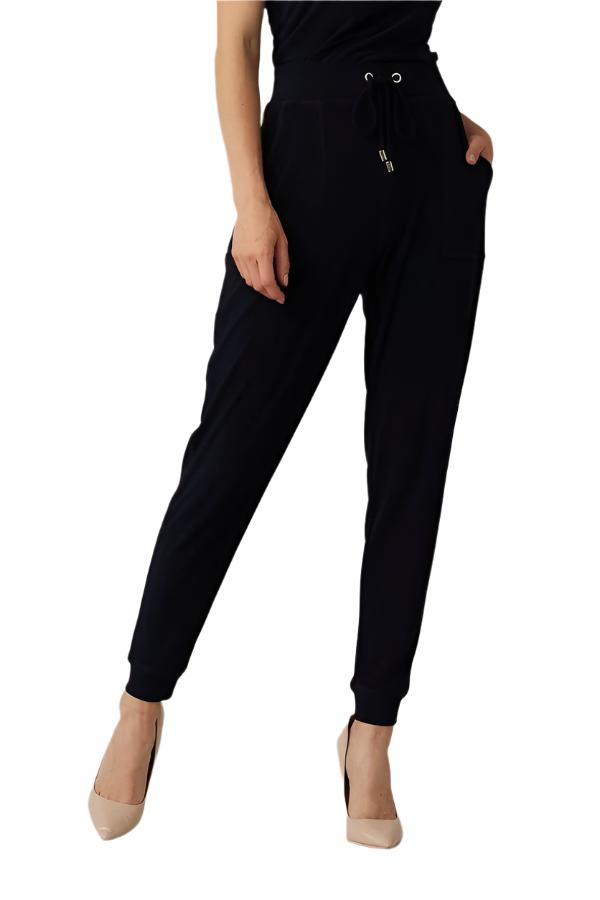 037- Vecceli Black Suede Tie Waist Pull On Pant