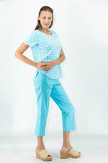 001- LuLu B Turquoise Stretch Ankle Pants