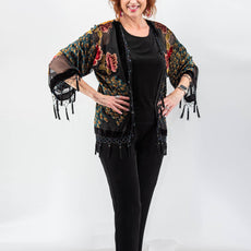005- Arisa Black Beaded Peacock Kimono