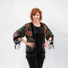 005- Arisa Black Beaded Peacock Kimono