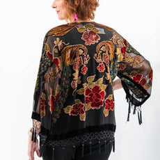 005- Arisa Black Beaded Peacock Kimono
