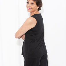 005- Arisa A Trading Black "V" Neck Tank Pant Set