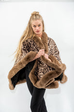 038- Very Moda Leopard Fur Trimmed Reversible Cape