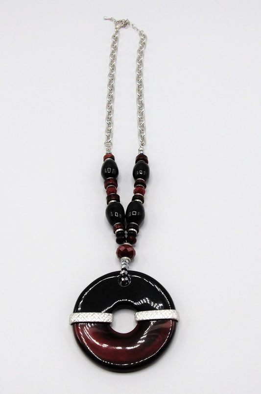 N-001 - Red & Black Lucite Medallion