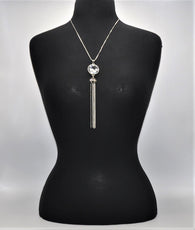 N-076 Large Cubic Zirconia with Mixed Chain Tassel