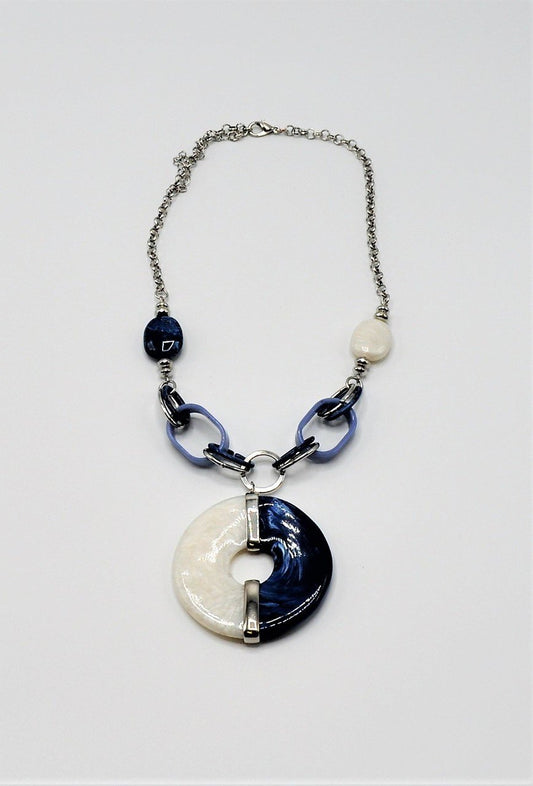 NE 224 - Denim Friendly Blue & White Pendant