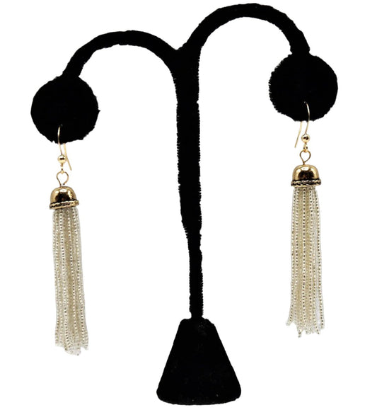 E018- Silver Tassel Drops
