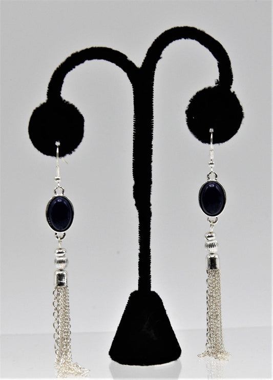 E009 - Navy Blue with Silver Tassel