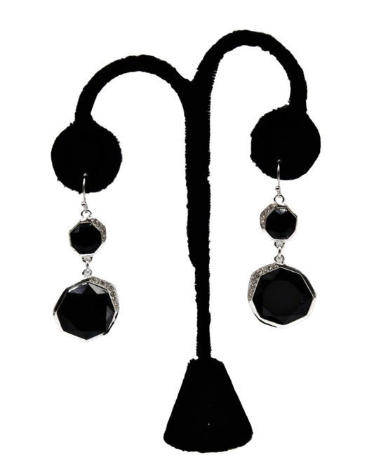 E011- Black & Rhinestone 2 Part Drop