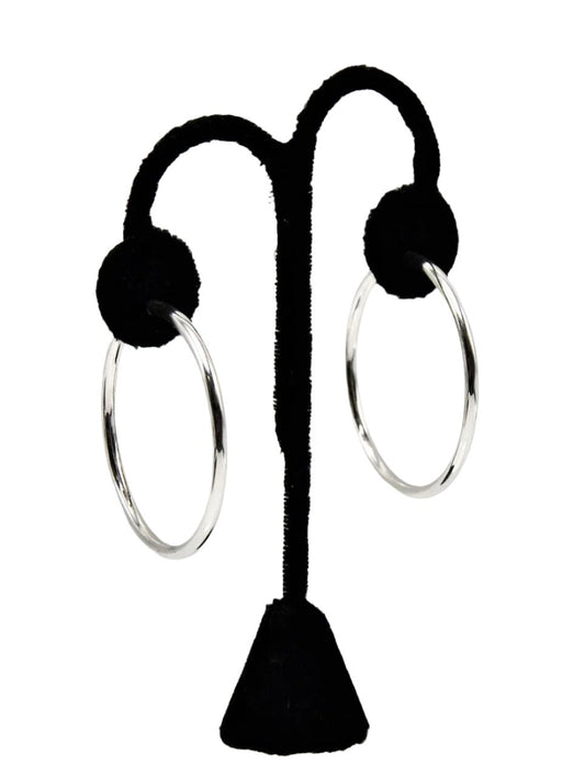 E003- Large Silver Hoop with Spring Closure