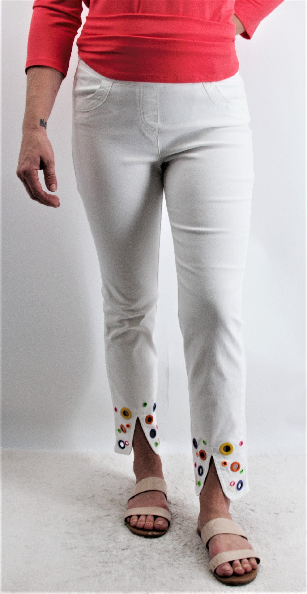 Buy Rafaella Women's Plus Size Lightweight Satin Twill Ankle Pant, White,  18W at Amazon.in