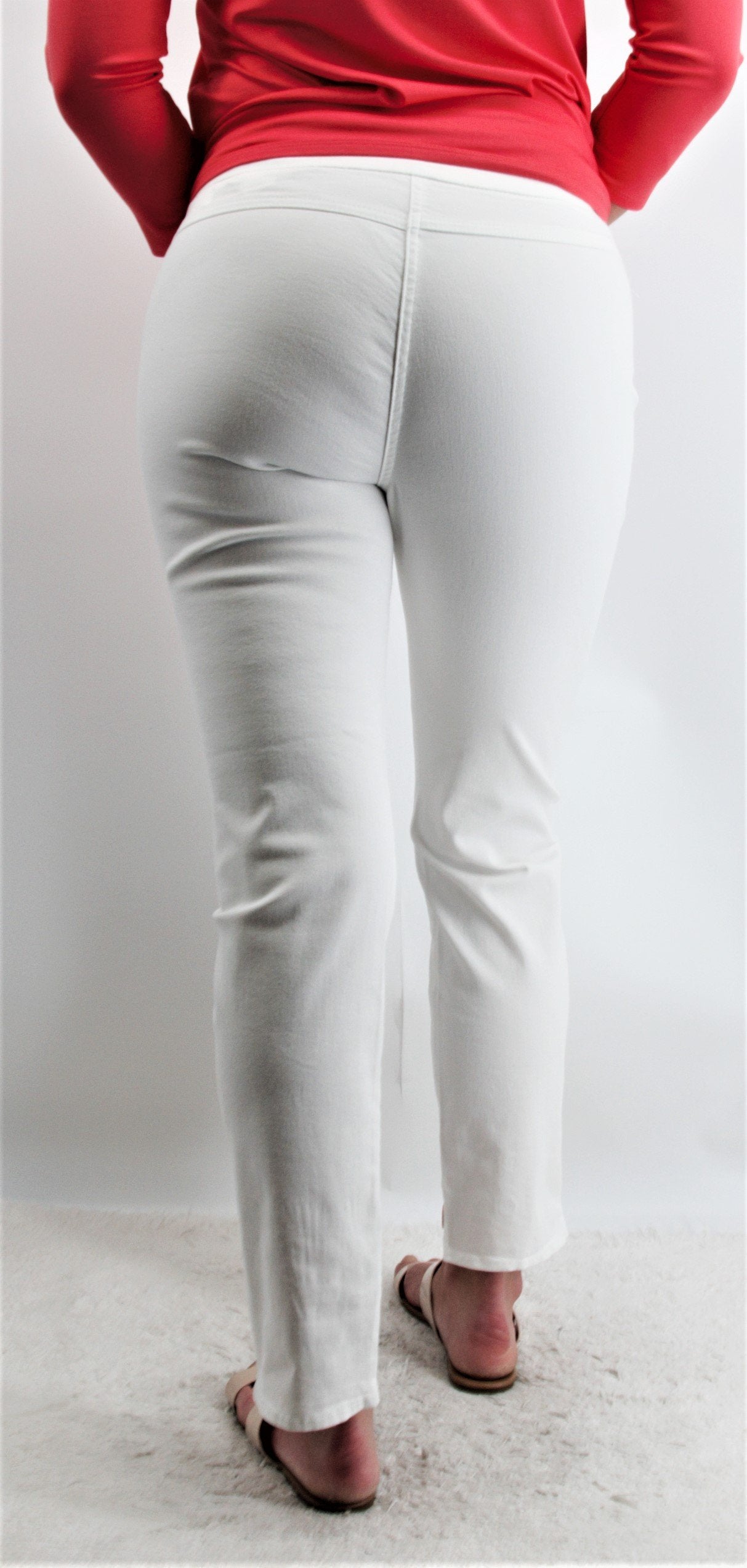011- Ethyl White Ankle Pants with Color Rings