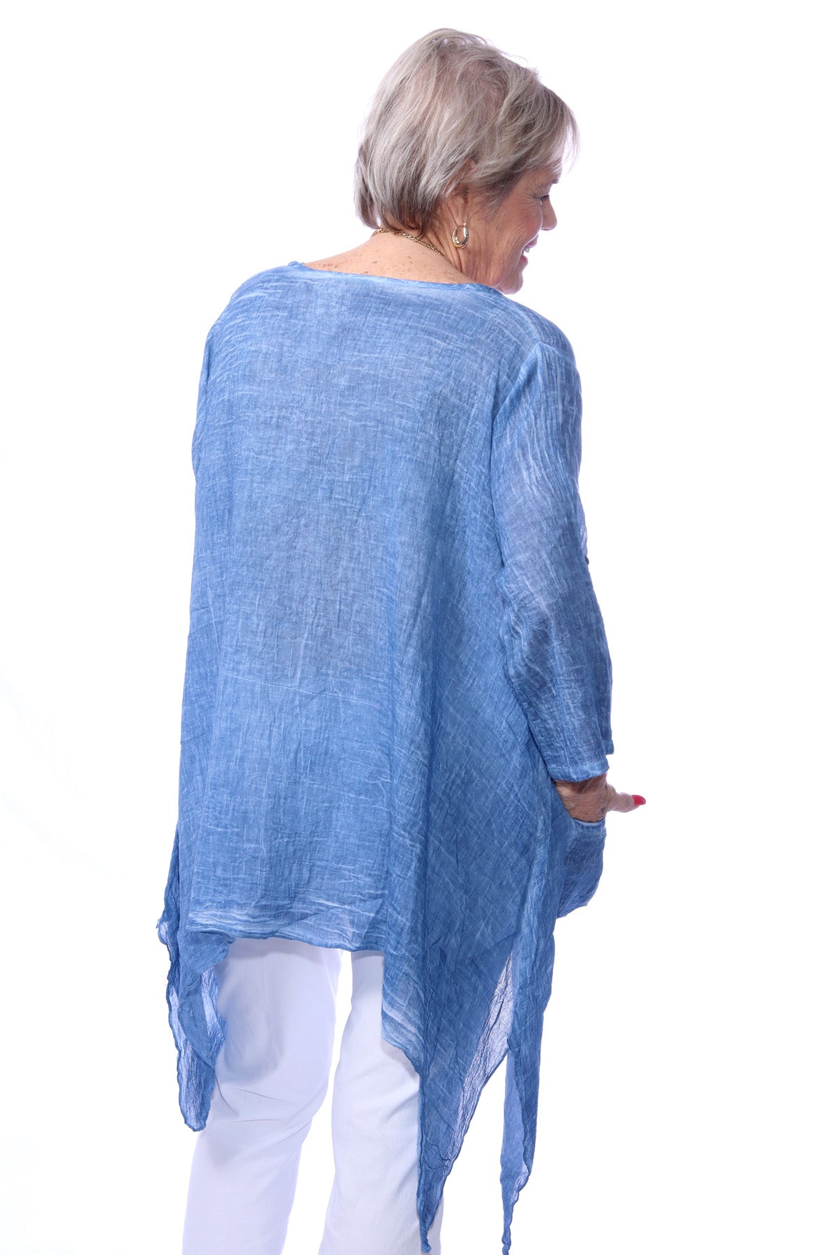 039- Indian Tropical Gauze Big Shirt - Denim Blue