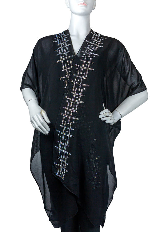 052- Just Jamie Black AB Sparkle Tic Tac Toe Kimono