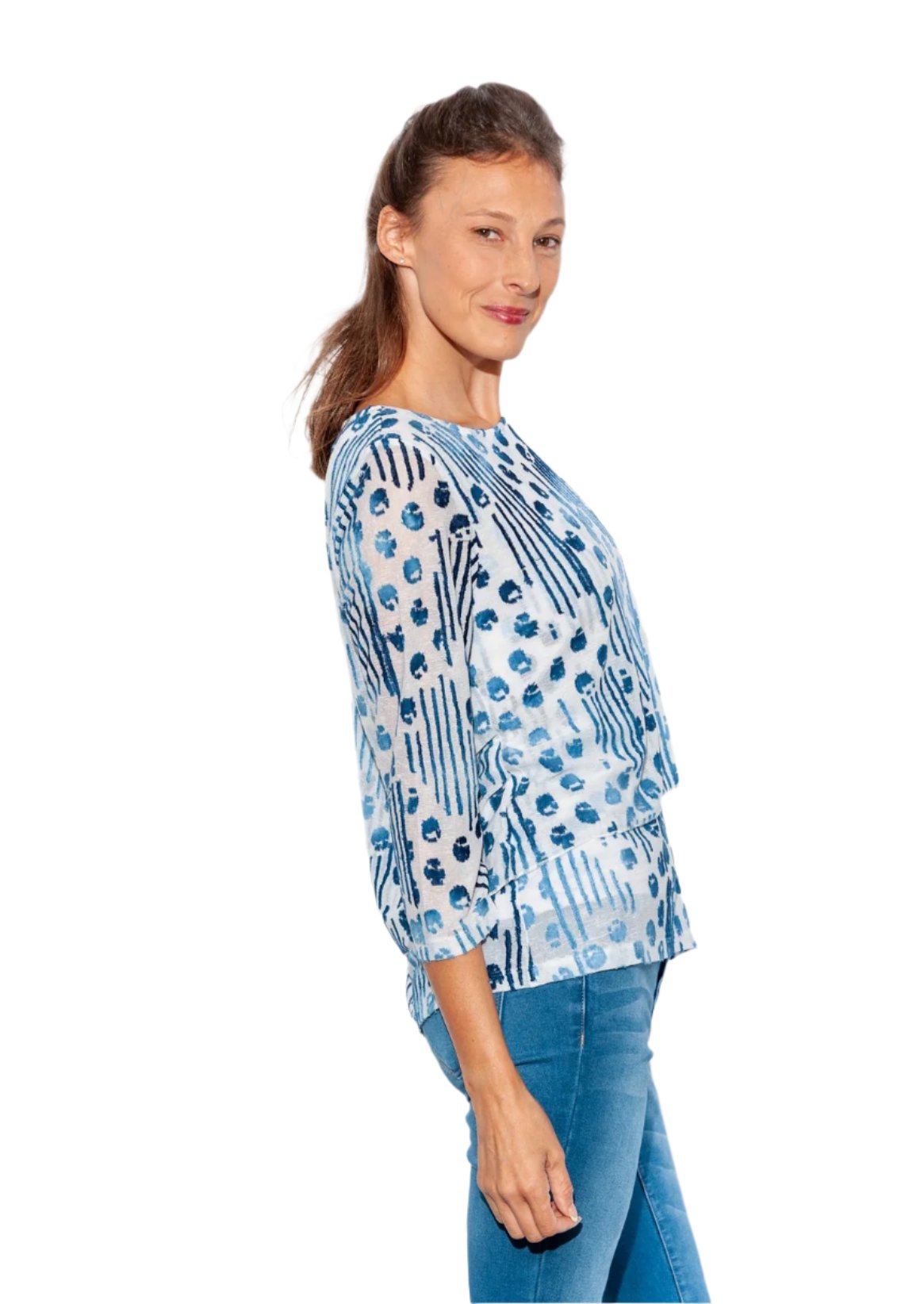 008- Kamana Blue Dot & Dash Top