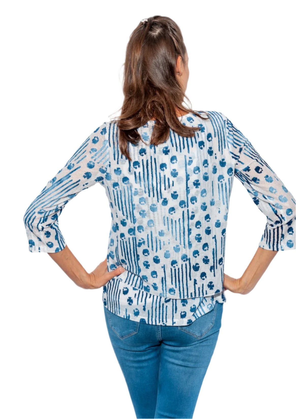 008- Kamana Blue Dot & Dash Top