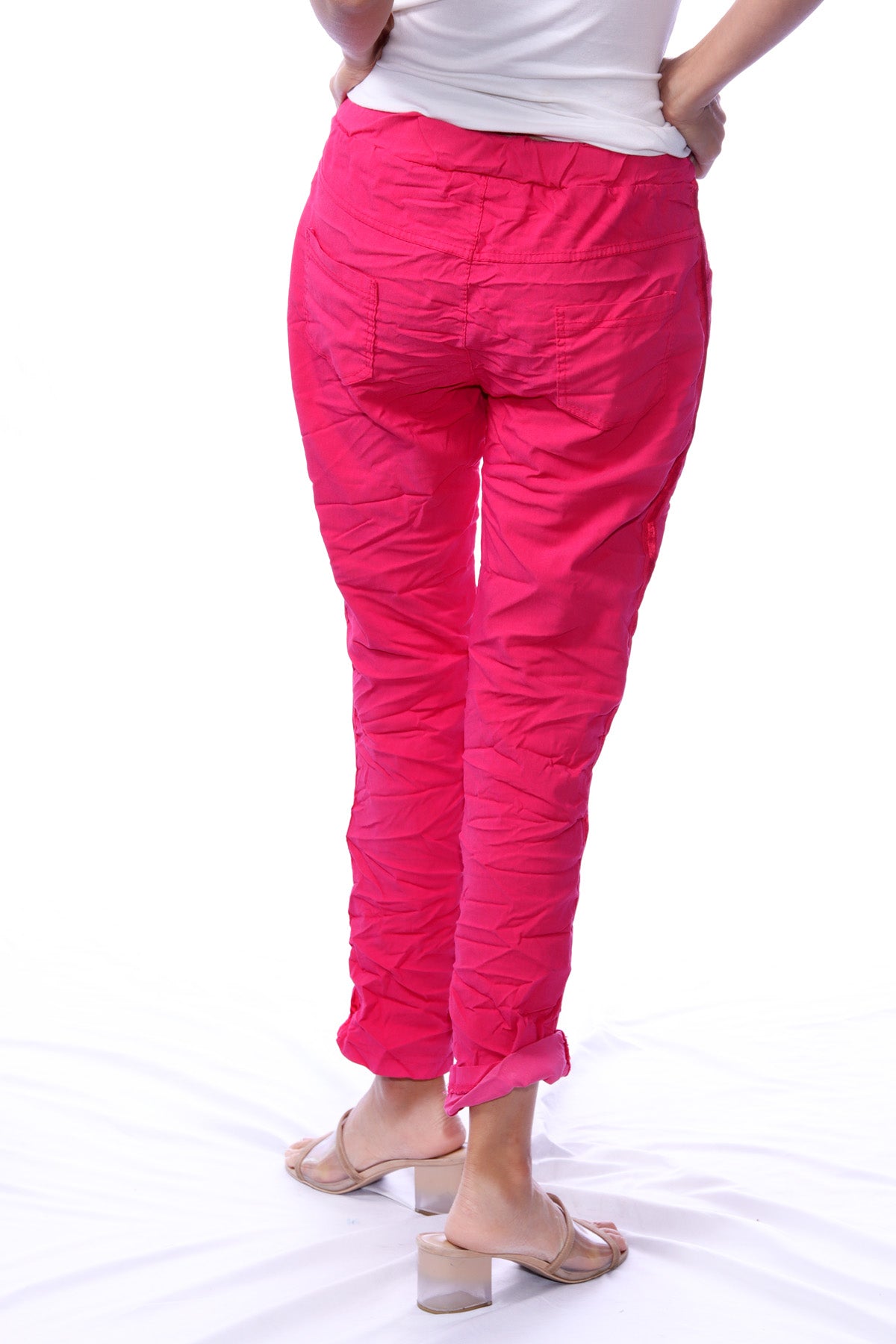 075- Look Mode Stretch Ribbon Jeggings - Fuchsia