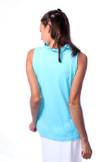 001- LuLu B Sleeveless Ruffle Neck Top - Turquoise