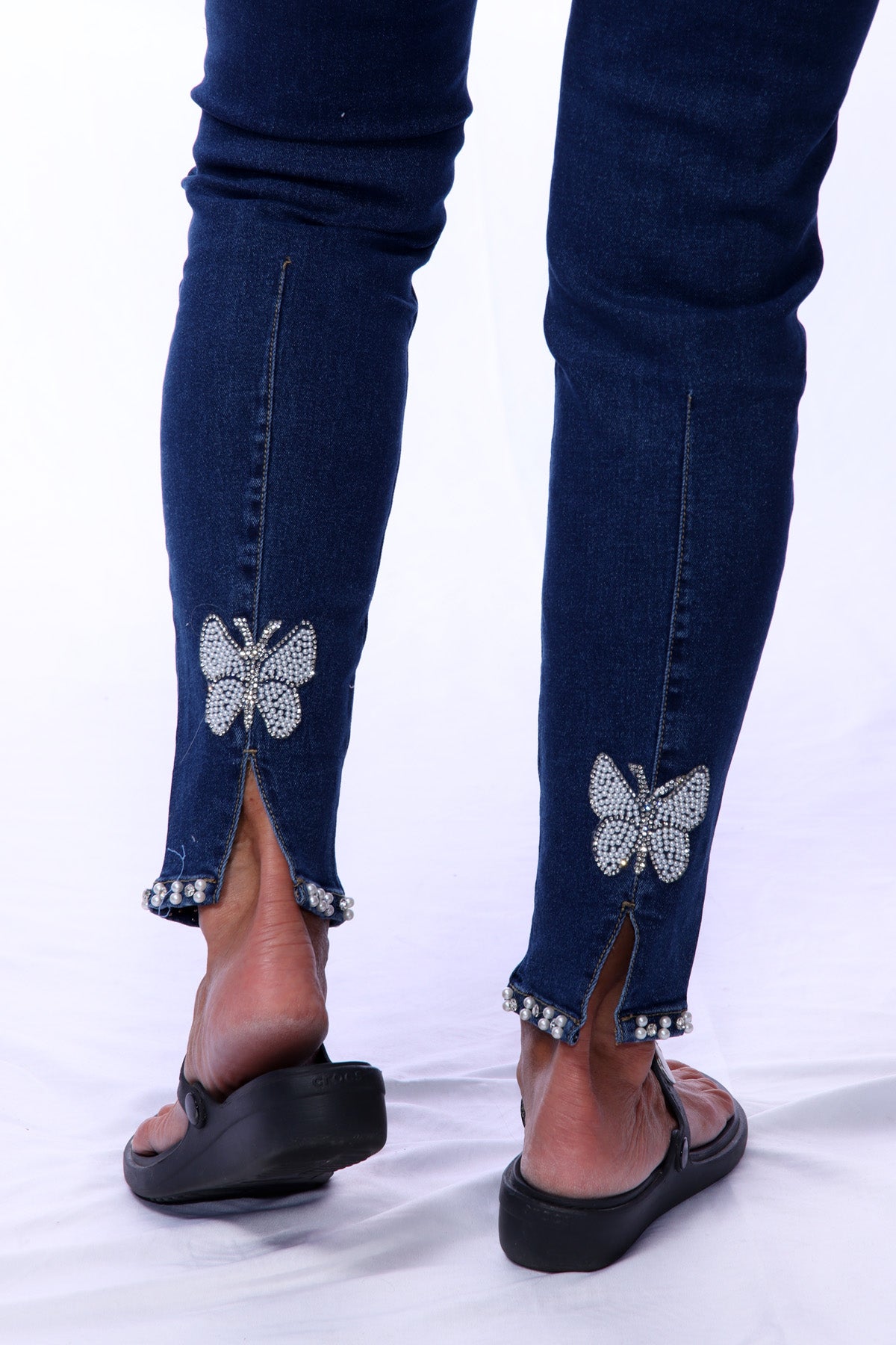 032- Montana Dark Denim Pearl Butterfly Back Jeans