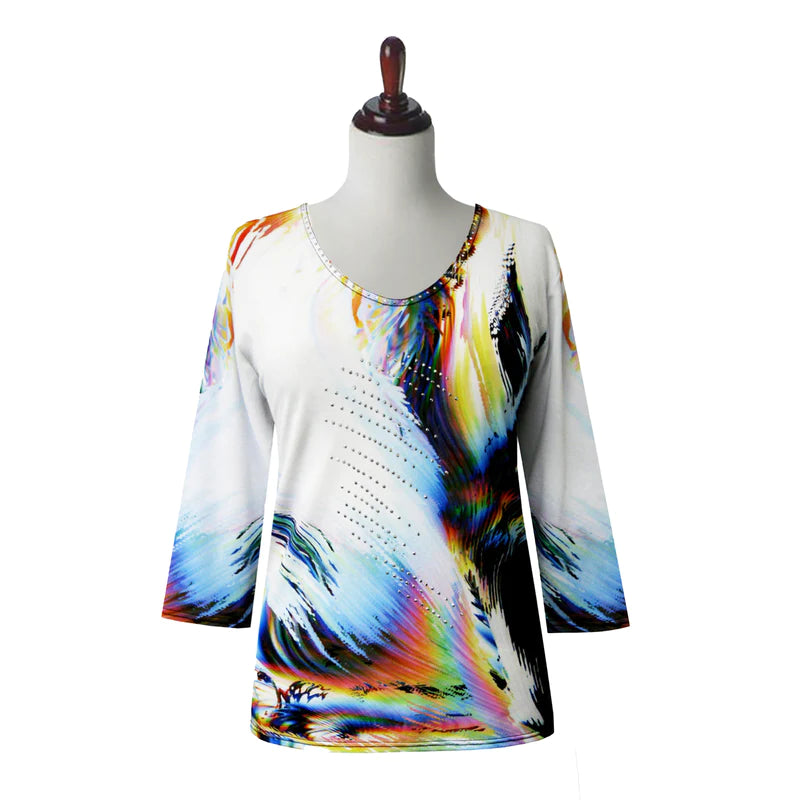 010- Valentina Multi Black and White Abstract Top