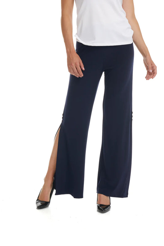 016- Gitane Navy Blue Sexy Side Slit Pants