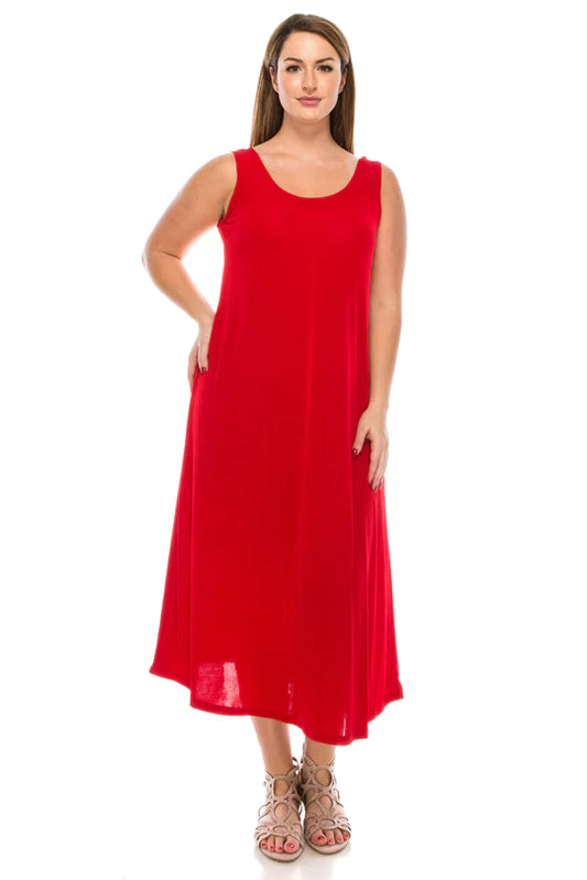 019- Jostar Slinky Sleeveless Long Dress- Red
