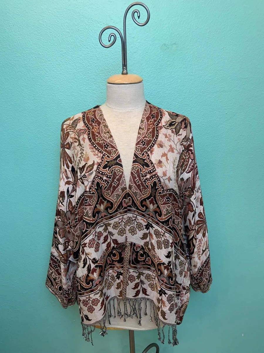 046- BOK Reversible Tapestry Jacket - Brown and Ivory