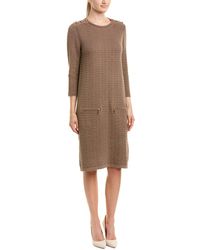 091- Joan Vass Taupe Knit Zipper Pocket Dress