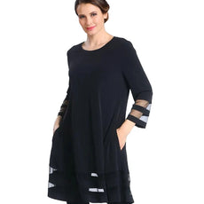 053- IC Collection Black Mesh Inset Tunic