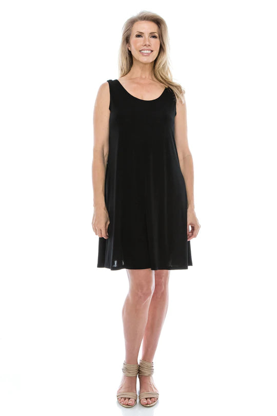 019- Jostar Slinky Sleeveless Short Dress- Black