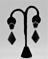 E012- Elegant Black & Rhinestone Drop