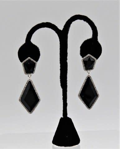 E012- Elegant Black & Rhinestone Drop