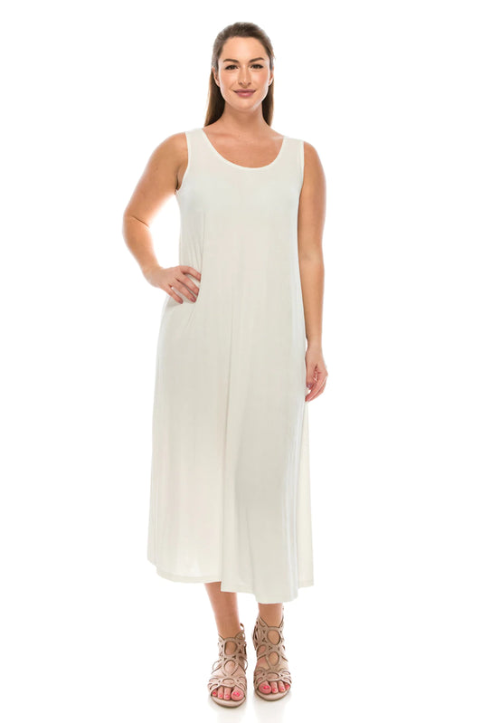 019- JoStar Slinky Sleeveless Long Dress- Ivory