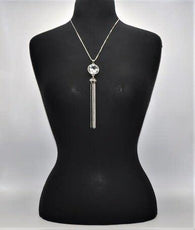 N-076 Large Cubic Zirconia with Mixed Chain Tassel