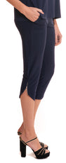 037- Vecceli Navy Zipper Cuff Capri