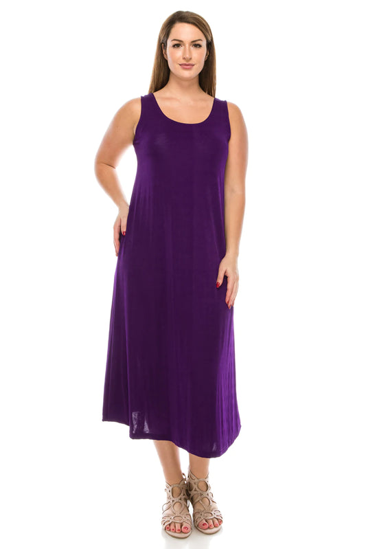019- Jostar Slinky Sleeveless Long Dress - Purple