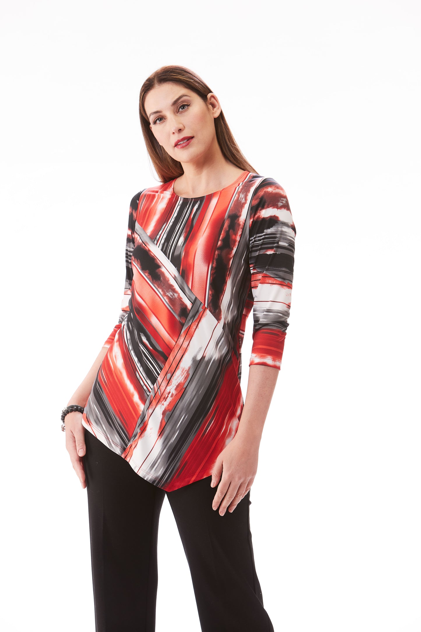 062- Modes Crystal Red and Grey Tunic