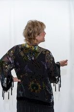 005- Arisa A Black Beaded Floral Butterfly Kimono