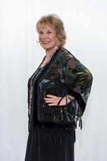 005- Arisa A Black Beaded Floral Butterfly Kimono