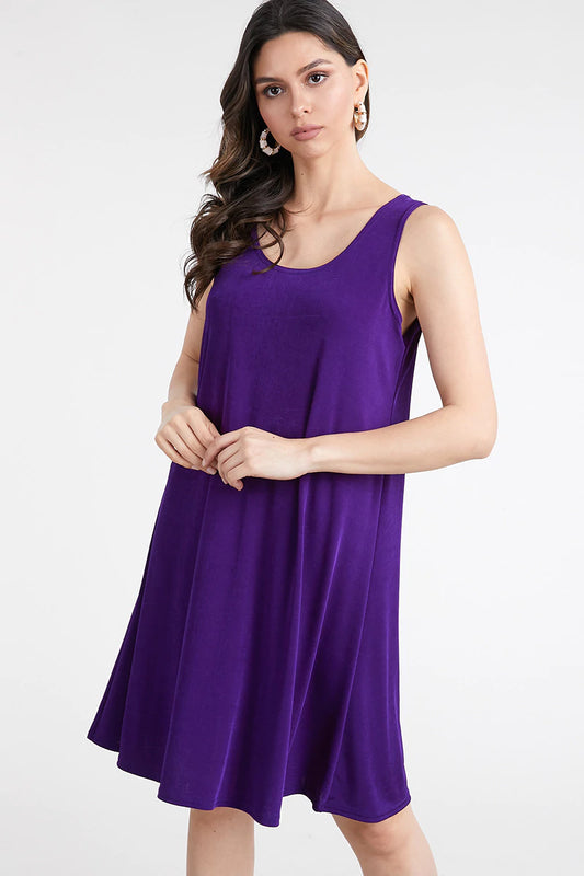 019- Jostar Slinky Sleeveless Short Dress- Purple