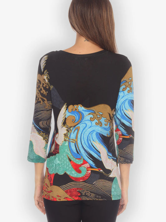 029- Citron Sunset Waves Crane Top
