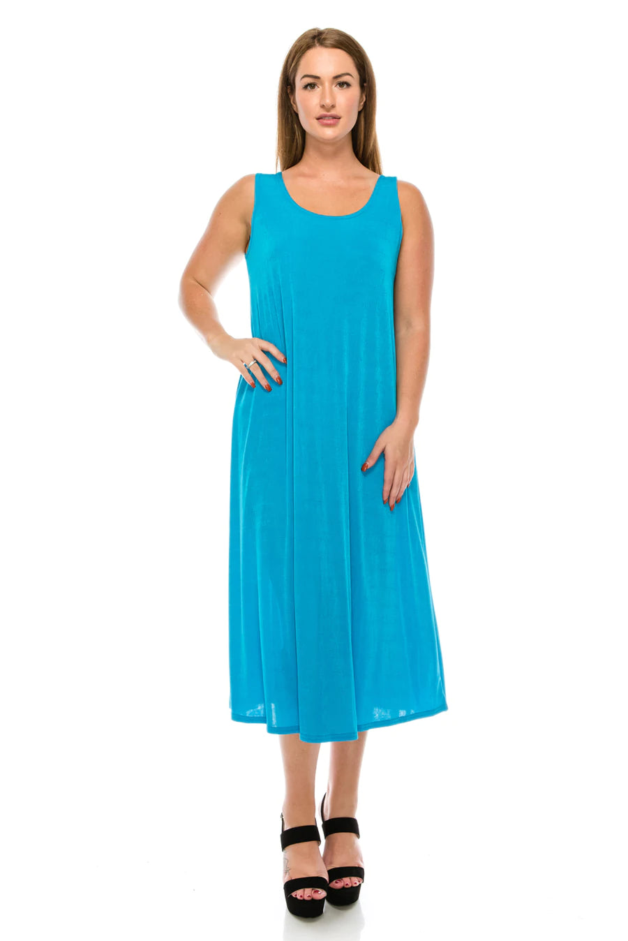 019- JoStar Slinky Sleeveless Long Dress- Turquoise