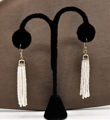 E019- White Tassel Drop